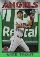 2021 Topps Chrome Ben Baller 1986 Topps #2 Mike Trout Green Refractor Baseball Card