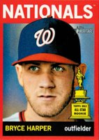 2013 Topps Heritage  #440 Bryce Harper Portrait, With Hat-Red Baseball Card