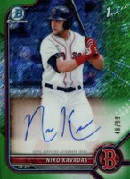 2022 Bowman Chrome Prospect Autographs #CPANK Niko Kavadas Green Shimmer Refractor Baseball Card