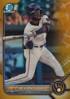 2022 Bowman Draft #BDC115 Jackson Chourio Chrome-Gold Refractor Baseball Card