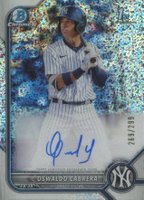 2022 Bowman Chrome Prospect Autographs #CPAOC Oswaldo Cabrera Speckle Refractor Baseball Card