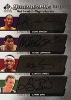 2004 SP Signature Quadruple Authentic Signatures #BJJB Kobe Bryant/Larry Bird/LeBron James/Magic Johnson Basketball Card