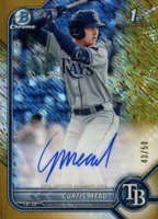 2022 Bowman Chrome Prospect Autographs #CPACM Curtis Mead Gold Shimmer Refractor Baseball Card