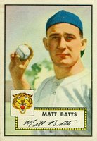 1952 Topps #230 Matt Batts Baseball Card