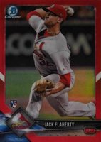 2018 Bowman Chrome #72 Jack Flaherty Pitching-Red Refractor Baseball Card