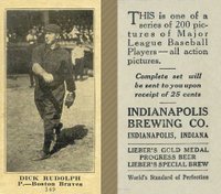 1916 Indianapolis Brewing #149 Dick Rudolph Baseball Card