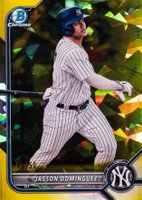 2022 Bowman Chrome Sapphire Edition Prospects #BCP244 Jasson Dominguez Yellow Baseball Card