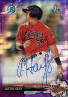 2017 Bowman Chrome Prospect Autograph #AH Austin Hays Purple Refractor Baseball Card