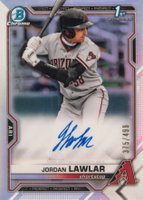 2021 Bowman Draft Chrome Draft Pick Autographs #CDAJLA Jordan Lawlar Refractor Baseball Card