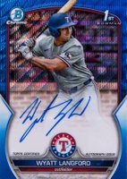 2023 Bowman Draft Chrome Prospect Autograph #CDAWL Wyatt Langford Blue Wave Baseball Card
