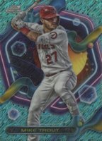 2023 Topps Cosmic Chrome #129 Mike Trout Aqua Equinox Baseball Card