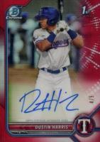 2022 Bowman Chrome Prospect Autographs #CPADHR Dustin Harris Red Refractor Baseball Card