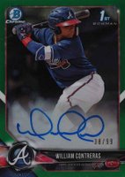 2018 Bowman Chrome Prospects Autographs #BCPAWCO William Contreras Green Refractor Baseball Card