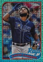 2024 Topps Silver Pack 1989 Chrome Promo #63 Junior Caminero Series 2-Aqua Refractor Baseball Card