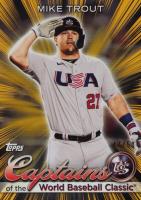 2023 Topps World Baseball Classic Captains of the WBC #CC19 Mike Trout Gold Rainbow Foil Baseball Card