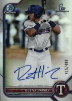 2022 Bowman Chrome Prospect Autographs #CPADHR Dustin Harris Refractor Baseball Card