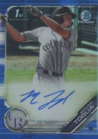 2019 Bowman Draft Chrome Draft Picks Autograph #CDAMT Michael Toglia Blue Refractor Baseball Card