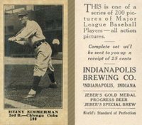 1916 Indianapolis Brewing #199 Heiny Zimmerman Baseball Card