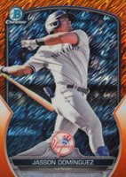 2023 Bowman Chrome Prospects #BCP225 Jasson Dominguez Orange Shimmer Refractor Baseball Card