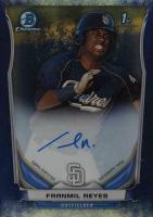2014 Bowman Chrome Autograph Prospects #FR Franmil Reyes Purple Bubbles Refractor Baseball Card
