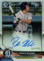 2018 Bowman Draft Chrome Draft Picks Autographs #CDAPM Parker Meadows Refractor Baseball Card