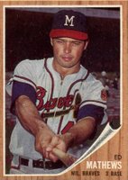 1962 Topps #30 Ed Mathews Baseball Card