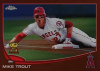 2013 Topps Chrome #1 Mike Trout Sliding-Red Refractor Baseball Card
