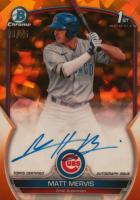 2023 Bowman Sapphire Edition Chrome Prospects Autographs #BSPAMM Matt Mervis Orange Baseball Card