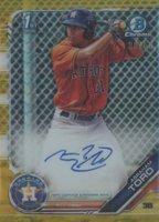 2019 Bowman Chrome Prospects Autographs #CPAAT Abraham Toro Gold Refractor Baseball Card