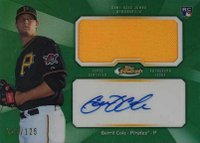 2013 Finest Autograph Jumbo Relic #AJRGC Gerrit Cole Green Refractor Baseball Card