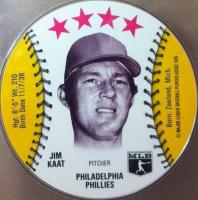 1976 MSA Sports Discs # Jim Kaat Blank Back Baseball Card