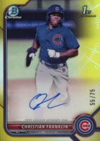 2022 Bowman Chrome Prospect Autographs #CPACF Christian Franklin Yellow Refractor Baseball Card