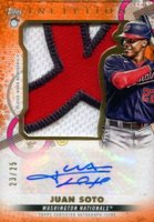 2022 Topps Inception Inception Autographed Patch #IAJPJS Juan Soto Jumbo-Orange Baseball Card