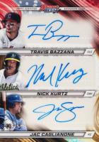 2024 Bowman's Best Triple Autographs #TABKC Jac Caglianone/Nick Kurtz/Travis Bazzana Baseball Card