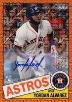 2020 Topps Silver Pack 1985 Chrome Promo #16 Yordan Alvarez Autograph-Orange Refractor Baseball Card