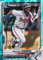 2021 Bowman Draft #BDC86 Michael Harris Chrome-Aqua Lava Refractor Baseball Card