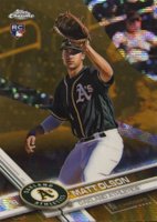 2017 Topps Chrome #98 Matt Olson Gold Wave Refractor Baseball Card