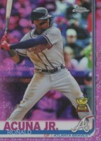 2019 Topps Chrome #117 Ronald Acuna Jr. Batting-Pink Refractor Baseball Card
