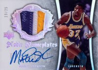 2005 Upper Deck Exquisite Collection Noble Nameplates Autograph #NN-MJ Magic Johnson Basketball Card