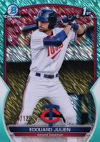 2023 Bowman Chrome Prospects #BCP82 Edouard Julien Aqua Shimmer Refractor Baseball Card