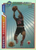 1996 Topps Mystery Finest  #M7 Dennis Rodman Bordered Refractor Basketball Card