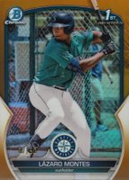 2023 Bowman Chrome Prospects #BCP58 Lazaro Montes Gold Refractor Baseball Card