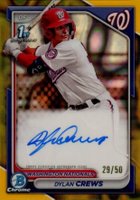 2024 Bowman Chrome Prospect Autographs #CPADC Dylan Crews Hta Gold Lava Refractor Baseball Card