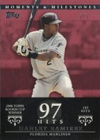 2007 Topps Moments & Milestones  #72 Hanley Ramirez 97 Hits-Red 1/1 Baseball Card