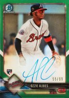 2018 Bowman Chrome Rookie Autograph #BCRAOA Ozzie Albies Green Refractor Baseball Card