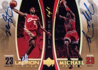 2005 Upper Deck MJ/LJ Bonus Pack #LJMJ9-A LeBron James/Michael Jordan Dual Autograph 1/1 Basketball Card