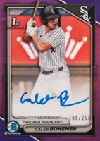 2024 Bowman Draft Chrome Prospect Autographs #CPACBO Caleb Bonemer Purple Refractor Baseball Card