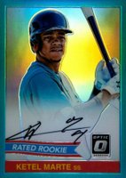 2016 Panini Donruss Optic Rated Rookie 1984 Signatures #84KM Ketel Marte Aqua Baseball Card