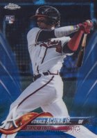 2018 Topps Chrome #193 Ronald Acuna Jr. Blue Wave Refractor Baseball Card
