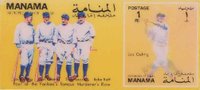1972 Manama Stamp Famous Baseball Players 3-D #1Rl Babe Ruth/Lou Gehrig Baseball Card
